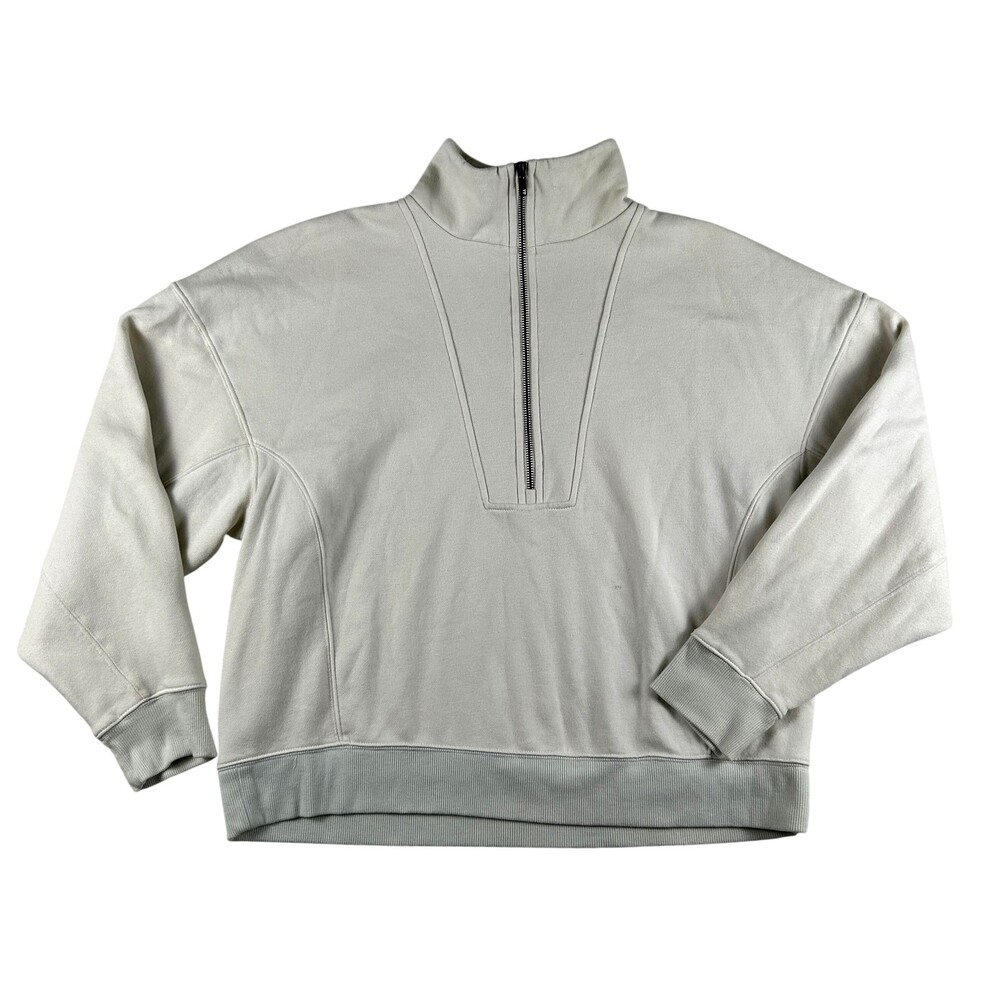 Universal Thread Sweatshirt Womens 2XL White Fleece 1/2 Zip Mock Neck Pullover